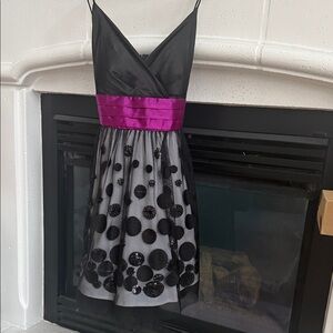 Elegant Black and Purple Midi Dress/prom dress